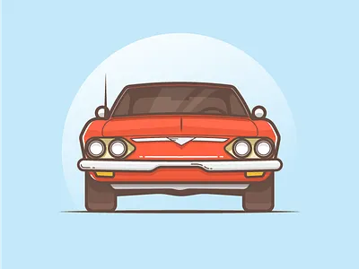 1969 Chevrolet Corvair 60s automobile car chevrolet flat illustration retro shine simple vector vehicle vintage
