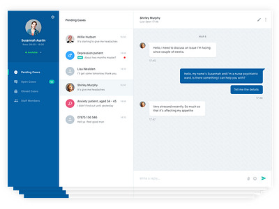 HealthChat Web App app blue chat clean design dribbble sketch type ui ux web white