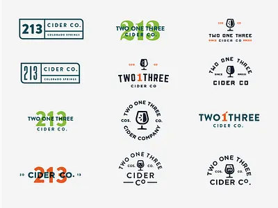 213 Cider Co. Variations apple brand branding cider design glass iteration logo numbers overlap