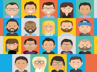 Team Lindar! avatar cartoon character colour flat design illustration team vector