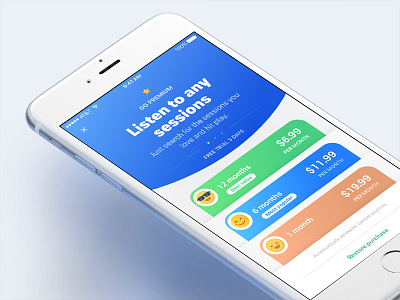New Project :: Upgrade Premium emotions face in app purchase ios listen premium pricing sessions subscription ui upgrade