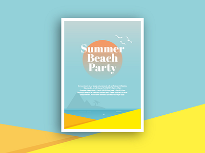 Summer Poster beach bright flat holiday minimal party simple sun type