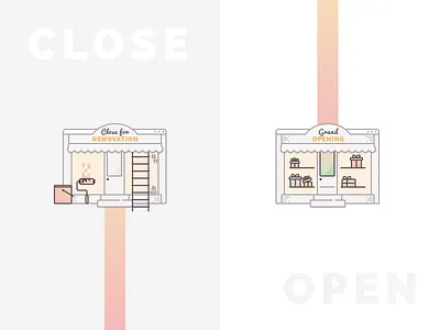 Documentation Illustration boutique close ecommerce illustration online shop open outline renovation shop store vector vendor