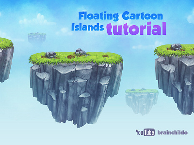 [Tutorial] Painting Floating Cartoon Islands for a game [Part 1] floating game grass illustration island mobile photoshop rocks tutorial video youtube