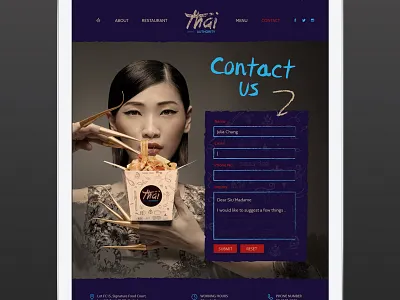 Contact Us blue branding contact food form navigation ui ux web