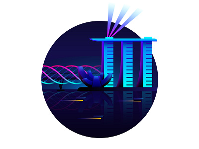 Singapore Iconic's Night Skyline gradients helix illustration lights mbs neon rgb singapore ui