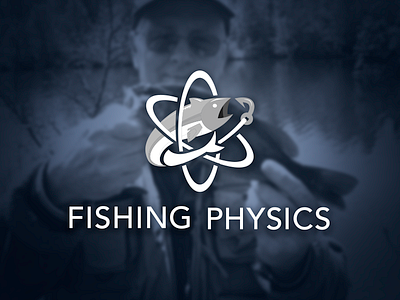 Fishing Physics Logo Light atom brand fish identity iterate logo logotype mark