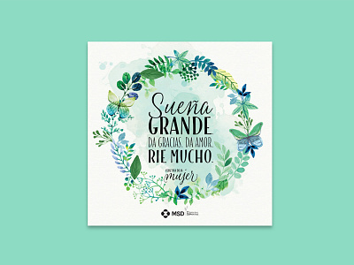 Women's day flowers lettering msd postcard typography watercolor women