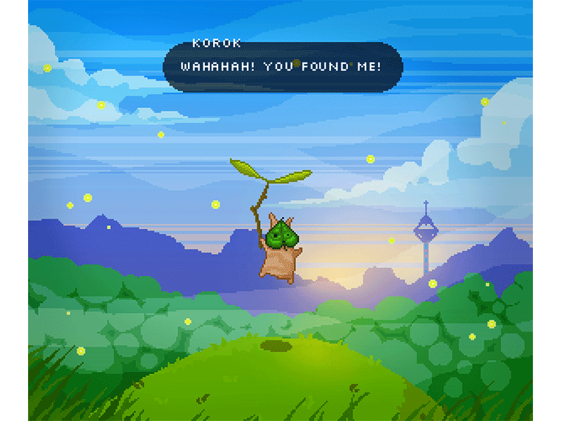 Breath of the Wild - Fan Art breath of the wild fan art fanart fireflies korok landscape legend of zelda pixel art pixelart video game wind zelda