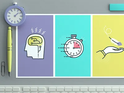 Nexti animation clock corporate explainer fast icon keyboard light paper pen smart table