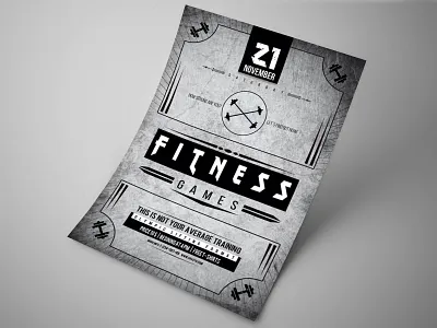Fitness flyer barbell competition crossfit flyer gym retro run sport sports tournament training vintage