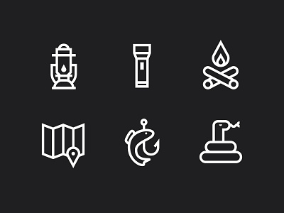Camping Icons adventure camping camping icons essentials explore fire fishing icon icons lantern outdoors outline