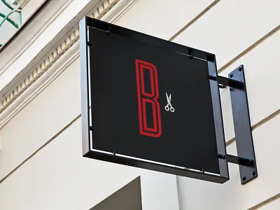 The Barbershop Signage branding red and black logos signage design