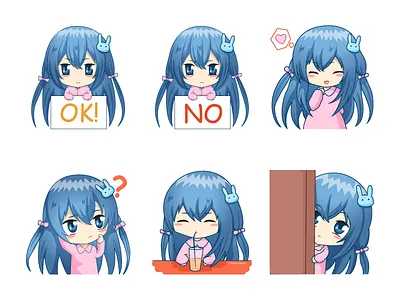 Chibi Style stickers anime chibi cute design exclusive girl imessage line service sticker stickers