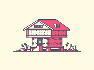 Norwegian House graphic design house icon illustration line minimal norway plants simple villa windo0ws