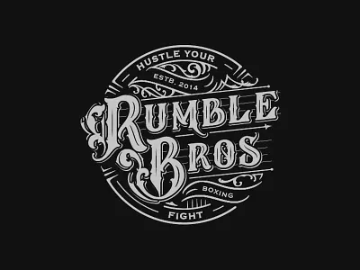 Rumble Bros Boxing black brand branding works calligraphy details hand lettering high details lettering typography vector white