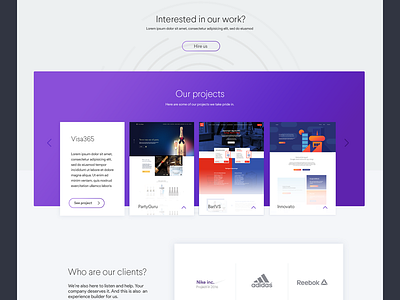 Boom agency - projects agency grey landing page orange red white