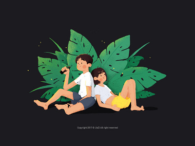 Summer night illustration pencil