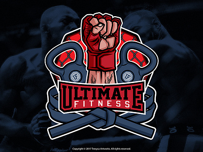 Ultimate Fitness Emblem Logo cartoon logo character design emblem logo fight fitness gym mascot logo mixed martial arts mma training vector workout