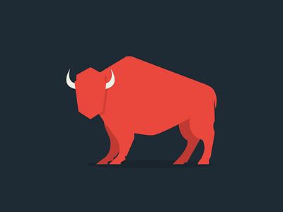Bison bison bull flat horns minimalism red