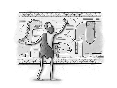 Blog cave drawings caveman dinosaur mammoth