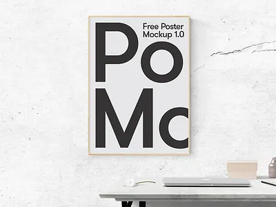 Poster Scene Free Mockup artwork concrete design desk free mac minimal mockup office poster style