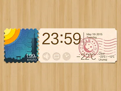 Weather app: Kyoto calendar city japan kyoto map plugin postmark stamp sun temple tower weather