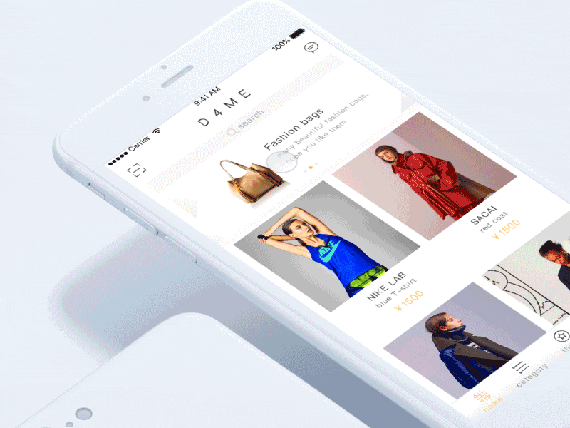 D4ME app2 fashion interface motion uiux white