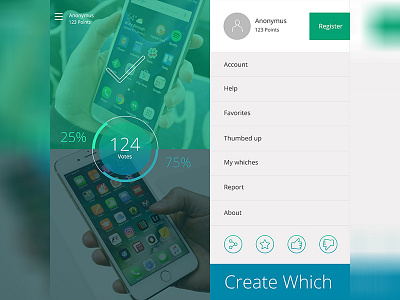 Menu screen of poll app app application dark interface ios mobile poll select ui vote voting which