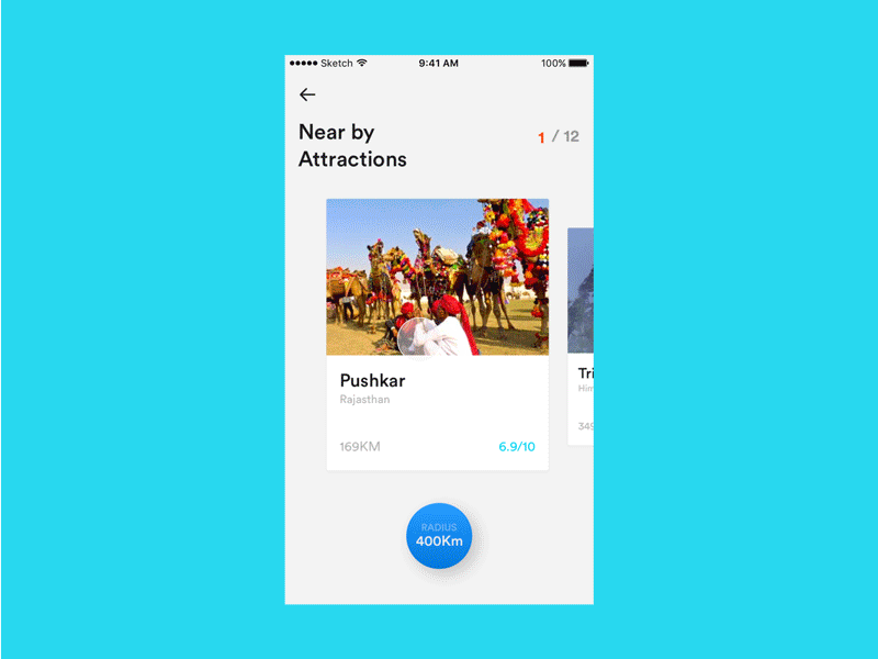 Card based Interaction animation card swipe cards filter ios location search slider travel travel app ui ux