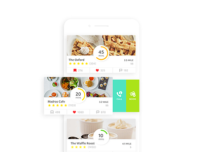 TABLES Cards action cards gesture mobile options restaurant swipe ui