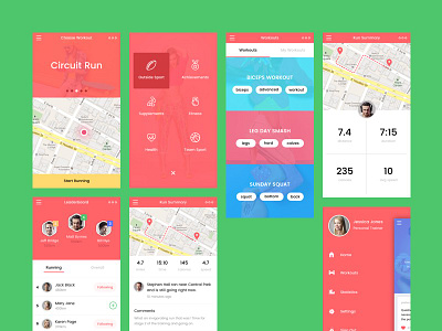 Sportify Fitness App UI Kit │designerbundle.com app design fitness app fitness app ui plate sports app