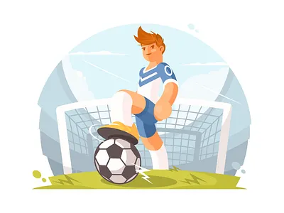 Football player athlete ball flat football footballer game illustration kit8 man soccer sport vector