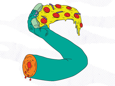 S is for Slice arm funky illustrator pizza s slice weird