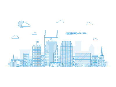 Nashville background building city clouds icon illustration illustrator lines logo sky skyline vector