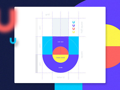U Grid colors construction fun grid letter logo logotype symbol type u