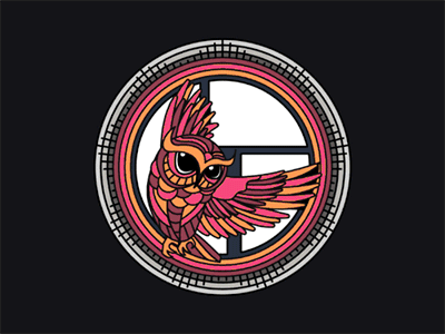 Owl animated line moon motion owl sun vector