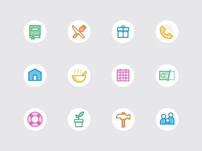 Charity Icons charity donations family flat food icons