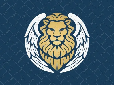 Winged Lion Logo circle gold lion mane manly power proud silver venetia winged wings