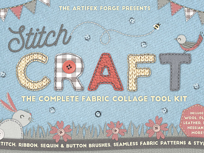 Stitch Craft brush. brushes craft embroidery fabric illustrator stitch wool