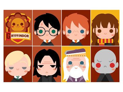 Gryffindor dumbledor gryffindor harry potter hermione illustration malfoy ron snape vector voldemort