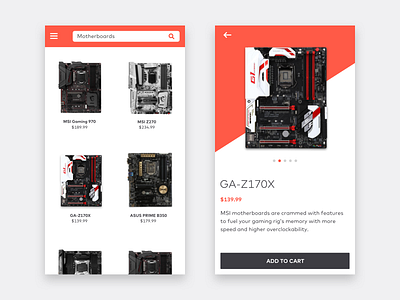 Mobile Shop computer detail flat mobile motherboard page red results search shop ui ux