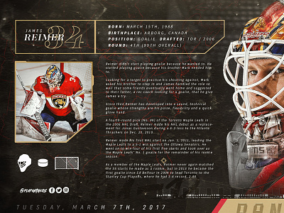 James Reimer Player Spotlight espn florida panthers graphic design hockey james reimer nhl nhl network sports design