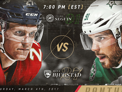 Bjugstad vs Seguin dallas stars florida panthers graphic design hockey nhl nhl network sports design