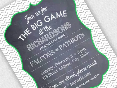 Chalkboard Superbowl Party Invitation chalk chalkboard invitation superbowl