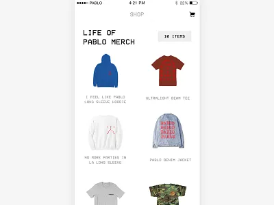Pablo Shop commerce ios kanye pablo tlop ui ux
