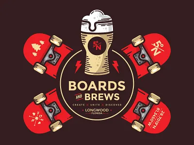 Board and Brews brand branding design graphic illustration logo streetrace vector vectorart