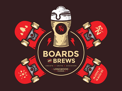 Board and Brews brand branding design graphic illustration logo streetrace vector vectorart