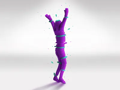 Block by Block Character 3d aqua character color dance figure illustration jump photoshop pose purple