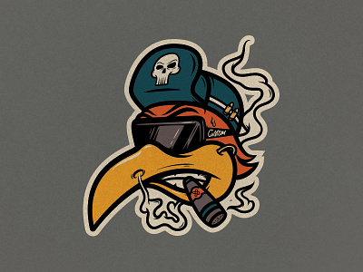 Woodpecker bird drawing horsepower illustration kustom sunglasses vector vintage woodpecker